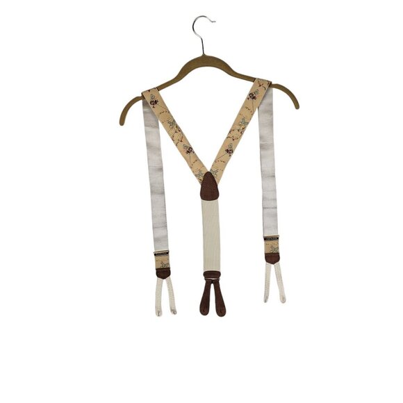 Trafalgar Braces Asian Fish Koi Carp Kite Flyer Print Beige Button Suspenders - Picture 2 of 8